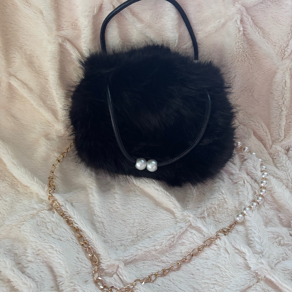 Black Furry Purse